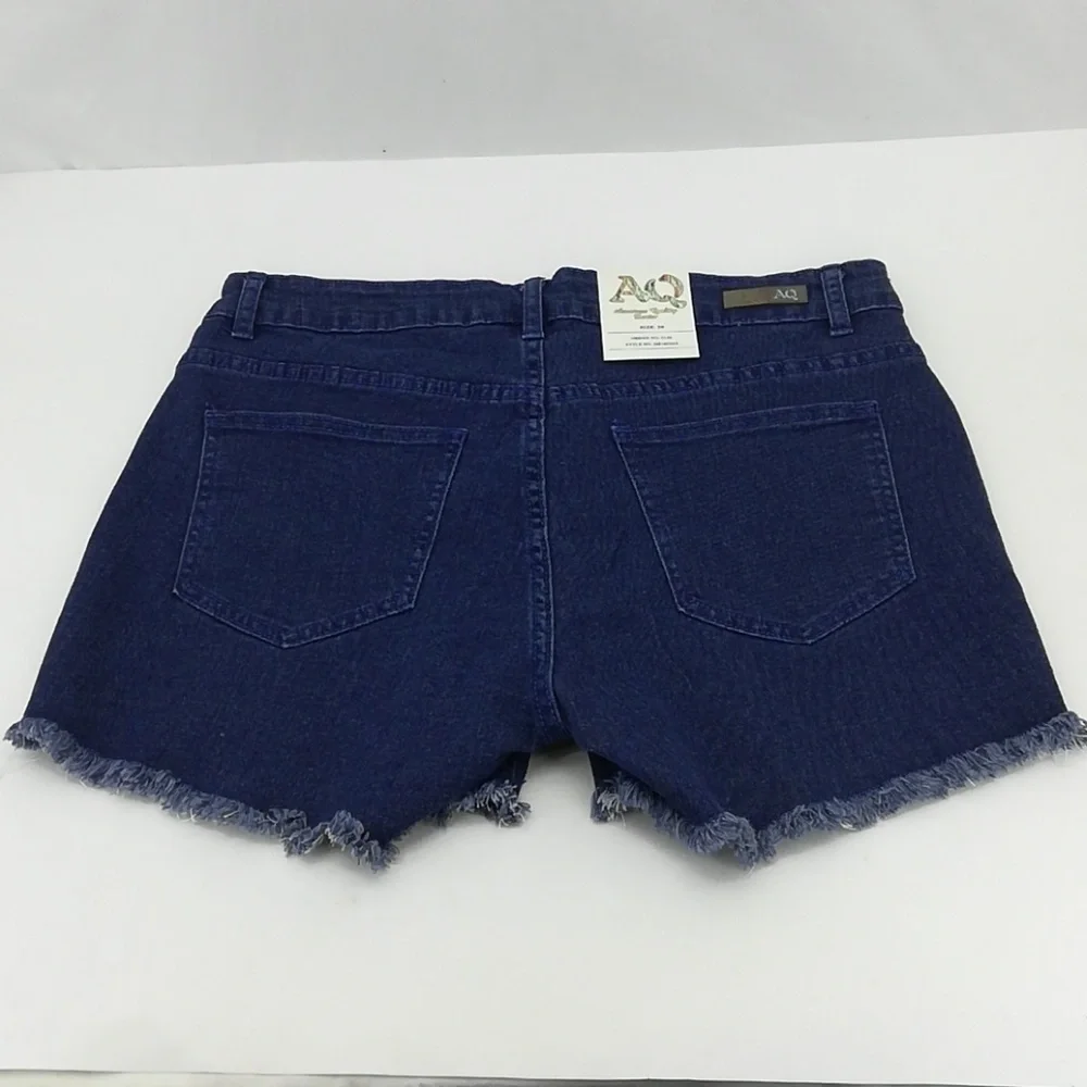 American Quality Women's Blue Frayed Hem Denim Shape Up Shorts Size 20